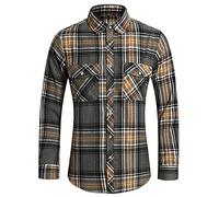 CUTeFiorino Camicia da uomo a maniche lunghe, camicia a quadri, in cotone, da uomo, a quadri, da lavoro, leggera, per il tempo libero, a quadretti colorati, F3, M