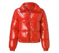 CUTeFiorino Giacca bomber da donna invernale corta da montagna, da donna, in cotone, piumino da donna, senza cappuccio, giacca invernale da mezza stagione, giacca termica da donna, slim fit, Rosso