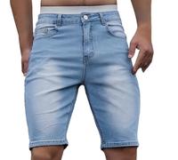 CUTeFiorino Jeans corti estivi da uomo, lunghezza al ginocchio, jeans stretti, in cotone elasticizzato, 1/2, per il tempo libero, traspiranti, comodi, casual, da uomo, con tasche, sport, tempo libero