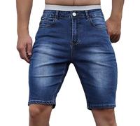 CUTeFiorino Jeans da uomo, corti, slim fit, estivi, in denim, elasticizzati, in cotone, casual, traspiranti, da uomo, per il tempo libero, per feste, Blu, XXL