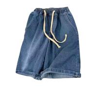 CUTeFiorino Jeans pantaloncini da uomo, estivi al ginocchio, in denim, leggeri, 1/2, in cotone, per il tempo libero, elasticizzati, comodi, senza etichetta, per lo sport, il tempo libero, Blu scuro