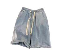 CUTeFiorino Jeans pantaloncini da uomo, estivi al ginocchio, in denim, leggeri, 1/2, in cotone, per il tempo libero, elasticizzati, comodi, senza etichetta, per lo sport, il tempo libero, Azzurro, M