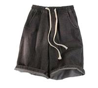 CUTeFiorino Jeans pantaloncini da uomo, estivi al ginocchio, in denim, leggeri, 1/2, in cotone, per il tempo libero, elasticizzati, comodi, senza etichetta, per lo sport, il tempo libero, grigio., XXL