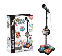 CUTeFiorino Microphone and Stand Kids Karaoke Machines For Girls Children's Microphone Adjustable Karaoke Machine with Light Pedal Girls Pastime Sing Musical Toy With Compatible (Black, One Size )