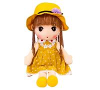 CUTeFiorino One Opening Soft with Clothes Cute Rag Doll Ragdoll Plush Stuffed Toy with Hat Skirt Handmade Plush Toy Baby Girls Sleeping Partner Doll Birthday Cerchietto per capelli (giallo, taglia