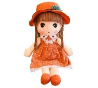 CUTeFiorino One Opening Soft with Clothes Cute Rag Doll Ragdoll Plush Stuffed Toy with Hat Skirt Handmade Plush Toy Baby Girls Sleeping Partner Doll Birthday Cerchietto per capelli (arancione, taglia
