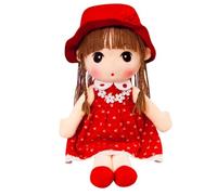 CUTeFiorino One Opening Soft with Clothes Cute Rag Doll Ragdoll Plush Stuffed Toy with Hat Skirt Handmade Plush Toy Baby Girls Sleeping Partner Doll Birthday Cerchietto per capelli (rosso, taglia