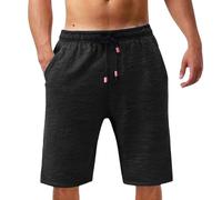 CUTeFiorino Pantaloncini corti da uomo, lunghezza al ginocchio, per il tempo libero, sportivi, traspiranti, in cotone, per lo sport, Quick-Dry Gym Fitness, Nero: 38., XXL
