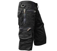 CUTeFiorino Pantaloni cargo da uomo, corti, estivi, a 3/4, sportivi, lunghezza al ginocchio, in cotone elasticizzato, per il tempo libero, con tasche con cerniera, pantaloni mimetici, beige, chino,