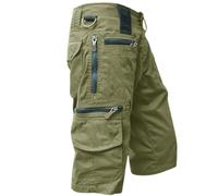 CUTeFiorino Pantaloni cargo da uomo, corti, estivi, a 3/4, sportivi, lunghezza al ginocchio, in cotone elasticizzato, per il tempo libero, con tasche con cerniera, pantaloni mimetici, beige, chino,