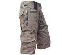 CUTeFiorino Pantaloni cargo da uomo, corti, estivi, a 3/4, sportivi, lunghezza al ginocchio, in cotone elasticizzato, per il tempo libero, con tasche con cerniera, pantaloni mimetici, beige, chino,