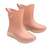 CUTeFiorino Stivali da pioggia da donna, in gomma antiscivolo, da giardino, larghi, comodi, corti, con cinturino alla caviglia, larghezza H 38, Colore: rosso, 40 EU