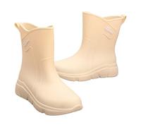 CUTeFiorino Stivali da pioggia da donna, in gomma antiscivolo, da giardino, larghi, comodi, corti, con cinturino alla caviglia, larghezza H 38, bianco, 37 EU