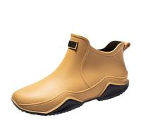 CUTeFiorino Stivali di gomma Uomini Donne Pioggia Slip Casual Scarpe Corto Su Stivali Acqua Caviglia All'aperto Uomo Scarpe Casual Scarpe Invernali Uomo, marrone, 37 EU
