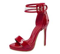 CuteFlats Sandali sexy da donna con tacco a spillo, Colore: rosso, 52 EU