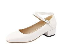 CuteFlats Scarpe da incontri con tacco a blocco da donna, bianco, 42 EU