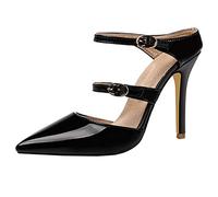 CuteFlats Scarpe da sposa sexy da donna con tacco a spillo, Nero , 43 EU