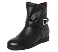 CuteFlats Stivaletti casual da donna con aumento dell'altezza, ecopelle nera, 49 EU