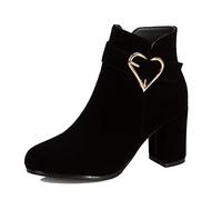 CuteFlats Stivaletti casual da donna con tacchi per lavoro/uso, Nero , 44 EU