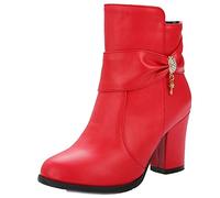 CuteFlats Stivaletti da donna con chiusura lampo, Colore: rosso, 38 EU