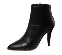 CuteFlats Stivaletti da donna con tacco a spillo e punta, Nero , 42.5 EU