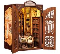 Cutefun Book Nook - DIY Case delle bambole Kit, Reggilibri Scaffale Inserto Decorazione con Luce LED,Kit di Costruzione di Modellini in Legno per Casa delle Bambole diy(Bookshop Memories)