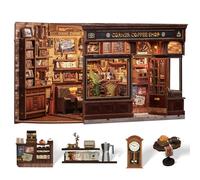 Cutefun Book Nook Kit - Case delle Bambole con Luci LED, Puzzle in Legno per Decorare Scaffali, Casetta DIY per Adulti e Adolescenti - Regalo Perfetto per gli Amanti del Caffè e del DIY