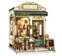 Cutefun Book Nook Kit - Kit Casa in Miniatura DIY per Adulti, Puzzle 3D in Legno Tiny House con Luci LED, Modello Caffè in Scala Decorazione per Libreria, Regalo per Donne e Appassionati di Puzzle