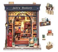 Cutefun Book Nook Kit - Kit Case delle bambole con Luci LED, Puzzle 3D in Legno Modellino da Costruire, Decorazione per Libreria, Regalo Creativo per Adolescenti e Adulti(Jack's Bookery)