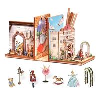 Cutefun DIY Book Nook - Kit per casa delle bambole in miniatura 3D, in legno, per libreria, con inserto per libreria, modello di costruzione, kit regalo creativo con luce (Fairy Town)