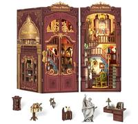 Cutefun DIY Book Nook - Kit per casa delle bambole in miniatura 3D, in legno, per libreria, con inserto per libreria, modello di costruzione, kit regalo creativo con luce (Library of Wisdom)