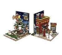 Cutefun DIY Book Nook - Kit per casa delle bambole in miniatura 3D, in legno, per libreria, con inserto per libreria, modello di costruzione, kit regalo creativo con luce (Christmas Cottage)
