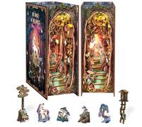Cutefun DIY Book Nook - Kit per casa delle bambole in miniatura 3D, in legno, per libreria, con inserto per libreria, modello di costruzione, kit regalo creativo con luce (The Grace of the Forest)