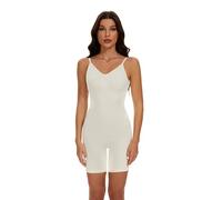 CUTEHEELS Body da donna con supporto per la figura - Allenamento sulla schiena con gamba corta per yoga e uso quotidiano, beige., M