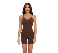 CUTEHEELS Body da donna con supporto per la figura - Allenamento sulla schiena con gamba corta per yoga e uso quotidiano, marrone, M