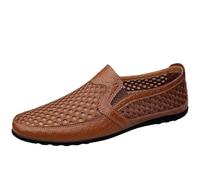 CUTEHEELS Scarpe da ginnastica in pelle traspirante da uomo, leggere per il tempo libero e la città, comode con suola in gomma, marrone, 42 EU