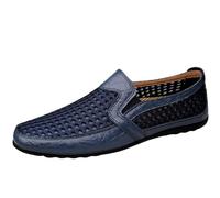 CUTEHEELS Scarpe da ginnastica in pelle traspirante da uomo, leggere per il tempo libero e la città, comode con suola in gomma, Blu, 39 EU