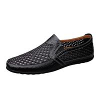 CUTEHEELS Scarpe da ginnastica in pelle traspirante da uomo, leggere per il tempo libero e la città, comode con suola in gomma, Nero , 42 EU