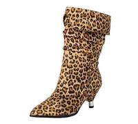CUTEHEELS Stivaletti da donna, altezza media, tacco a penna, 5,5 cm, colore leopardato e nero, per tutti i giorni, motivo leopardato, 38 EU