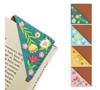 CuteHome personalizzato ricamato a mano angolo segnalibro, feltro triangolo pagina cucita a mano segnalibro, unico carino fiore ricamo segnalibri accessori per gli amanti del libro (4 pezzi)