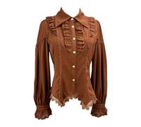 Cuteighteen Camicetta vittoriana da donna Lolita Steampunk rinascimentale camicia vintage volant carino manica lunga Fancy Dressy Tops, Caffè, S