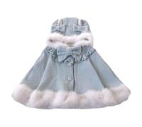 Cuteighteen Giacca foderata in pile da donna, mantello Kawaii Lolita, mantello con cappuccio, per cosplay, invernale, poncho con orecchie (US, alfa, taglia unica, blu menta)