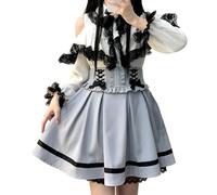 Cuteighteen Lolita Kawaii Lace Up Minigonna Donna Goth Tennis Pieghe Vita Alta Carino Volant A Line School Girl Gonne, Azzurro chiaro, Taglia Unica