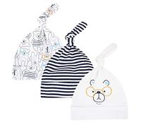 CuteOn 3 Pacchetti Bambino Beanie Nodo Cappello Neonato Ragazzi Ragazze Cotone Regolabile Berretto per Bambino 0-6 Mesi