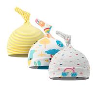 CuteOn 3 Pacchetti Bambino Beanie Nodo Cappello Neonato Ragazzi Ragazze Cotone Regolabile Berretto per Bambino 0-6 Mesi