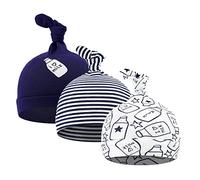 CuteOn 3 Pacchetti Bambino Beanie Nodo Cappello Neonato Ragazzi Ragazze Cotone Regolabile Berretto per Bambino 0-6 Mesi