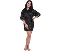 CuteOn Accappatoi per le Donne Accappatoio di Seta per Damigelle d'Onore Sposa Festa Black S