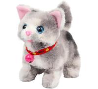 Cuteoy Walking Grey Cat - Peluche educativo a forma di gatto, per ragazze e ragazzi, per compleanno, 7 pollici