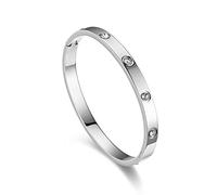 cutepul Braccialetto dell'amicizia in acciaio inossidabile con zirconi cubici riempiti in oro e argento, da donna, festa della mamma, San Valentino, matrimonio, coppia e regalo di compleanno, 7.5inch