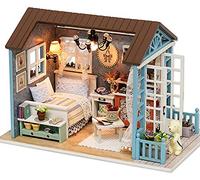 CUTEROOM Fai da te in Legno Dollhouse Handcraft Miniatura Kit-Camera da Letto modello e Mobili mostrano Foto e l'insegnamento in Inglese